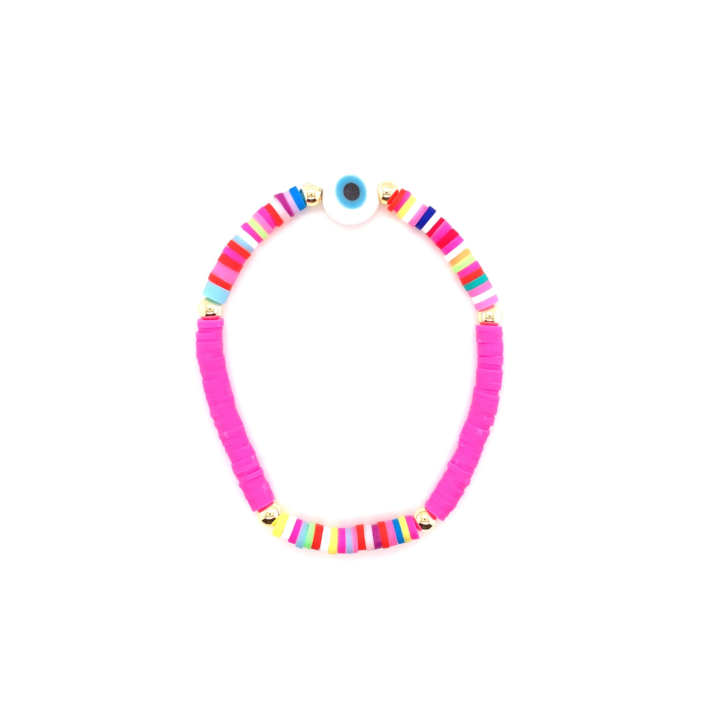 Pink Polymer Clay Lucky Eye Bracelet