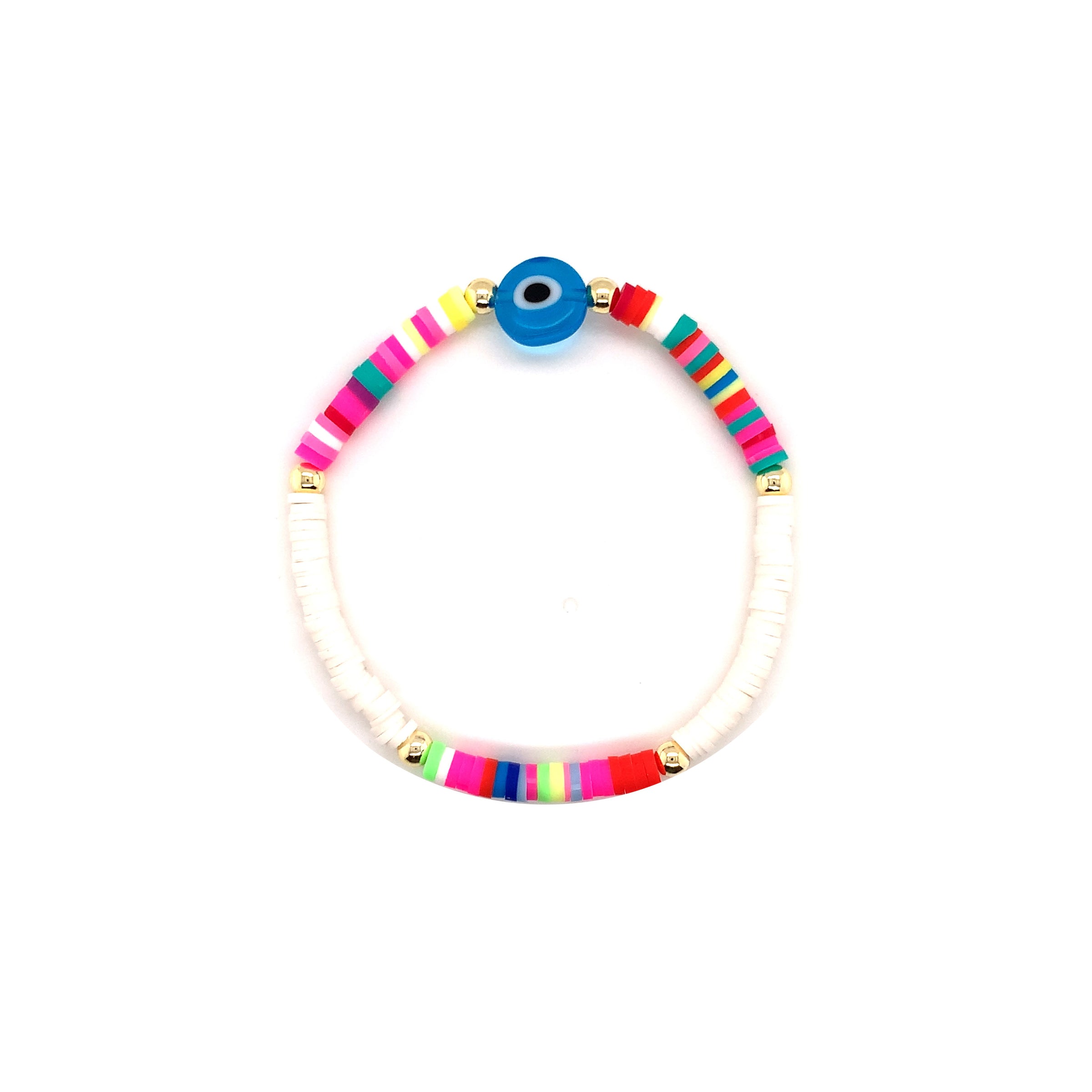 White Polymer Clay Lucky Eye Bracelet