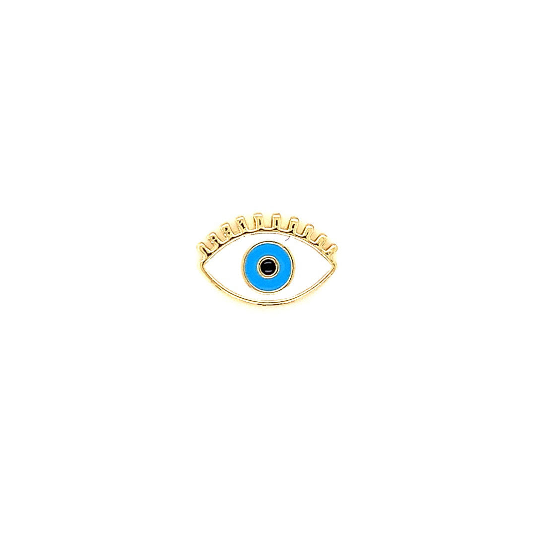 White Enamel Evil Eye Bead - Gold Plated