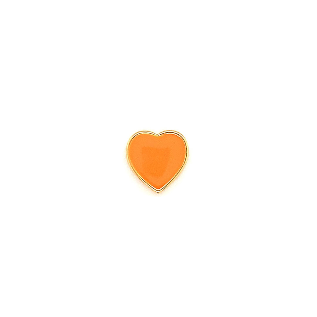 Orange Enamel Heart Bead - Gold Plated