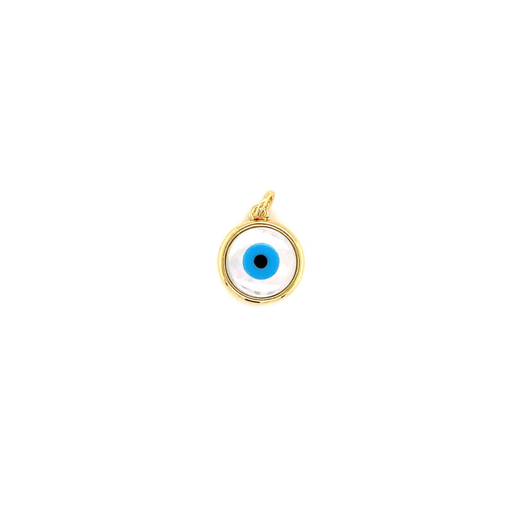 Shell Pearl Evil Eye Charm - Gold Plated