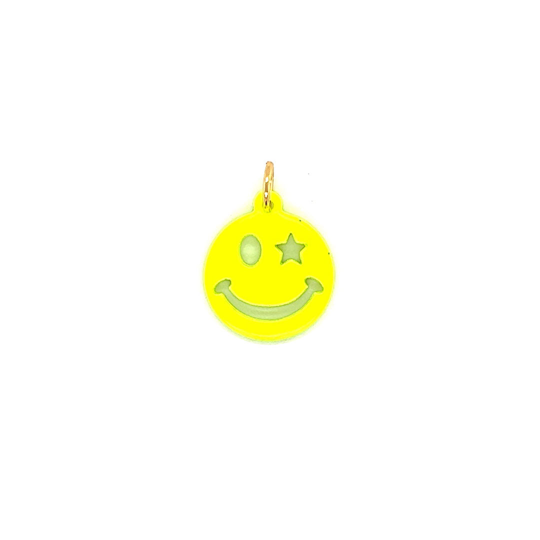 Neon Yellow Smiley Charm