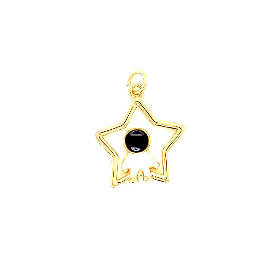 Enamel Star with Astronaut Charm - Gold Plated