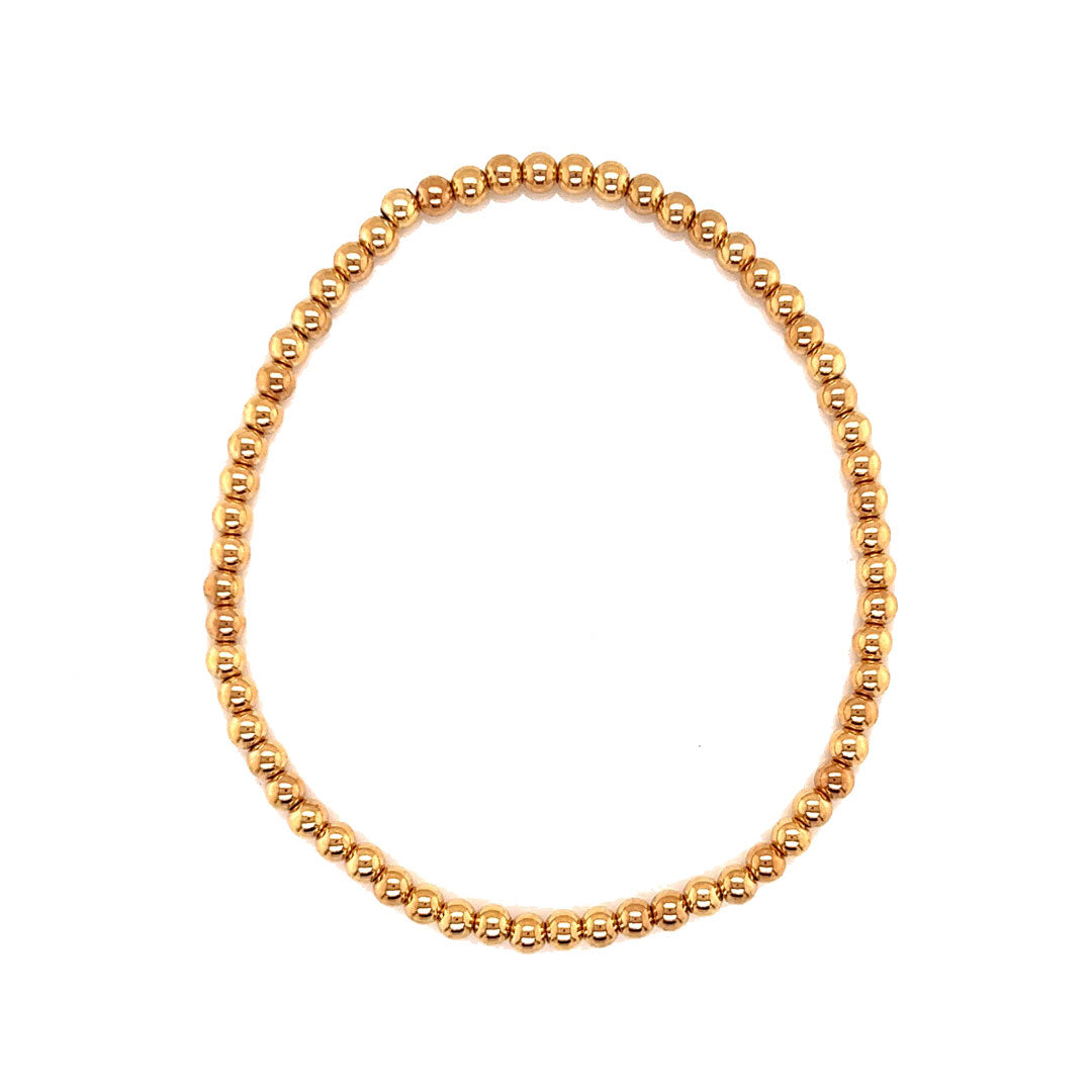 3mm Gold Filled Beaded Bracelet - 6.5"