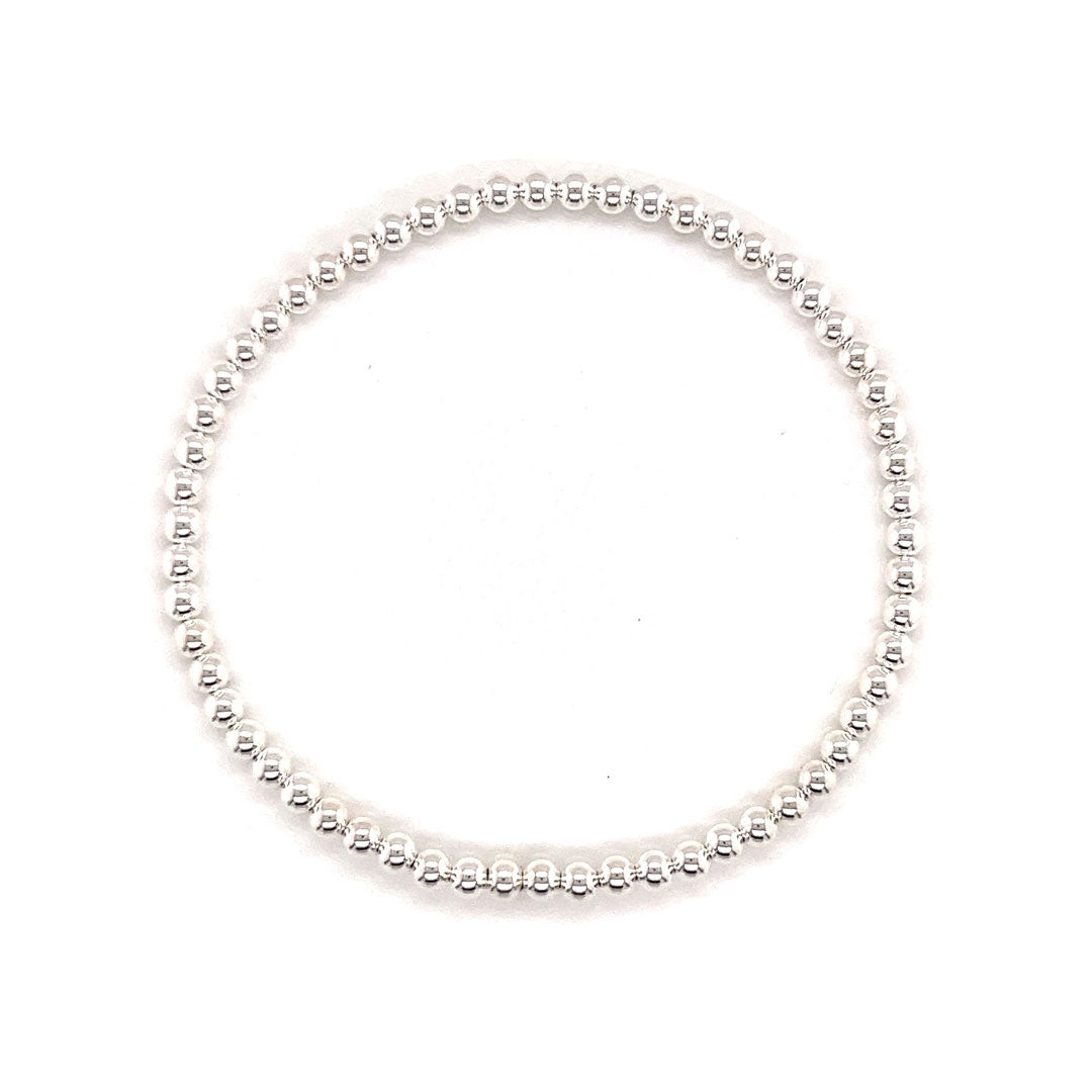 3mm Beaded Bracelet - Sterling Silver - 6.5"