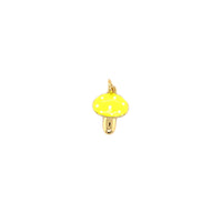 Yellow Enamel Mushroom Charm - Gold Plated