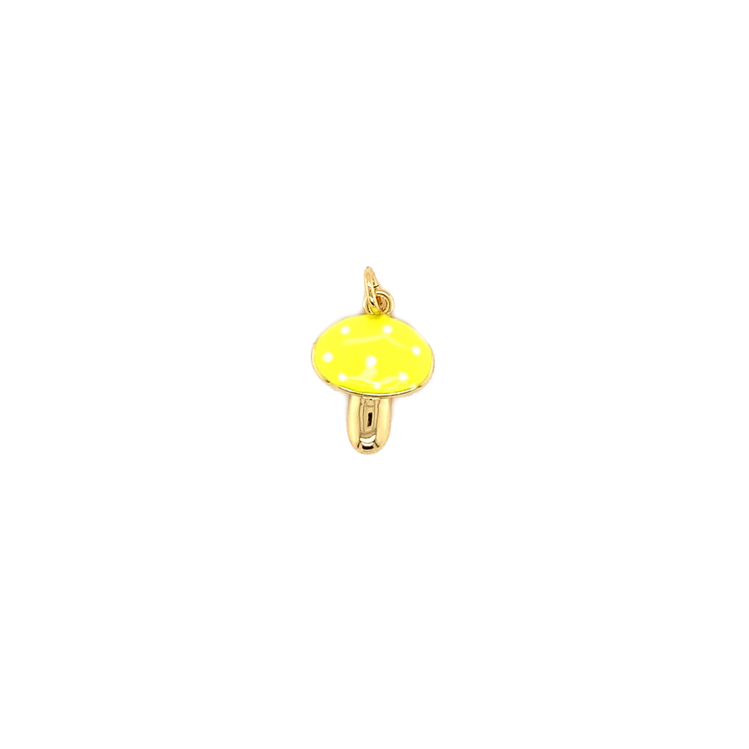 Yellow Enamel Mushroom Charm - Gold Plated