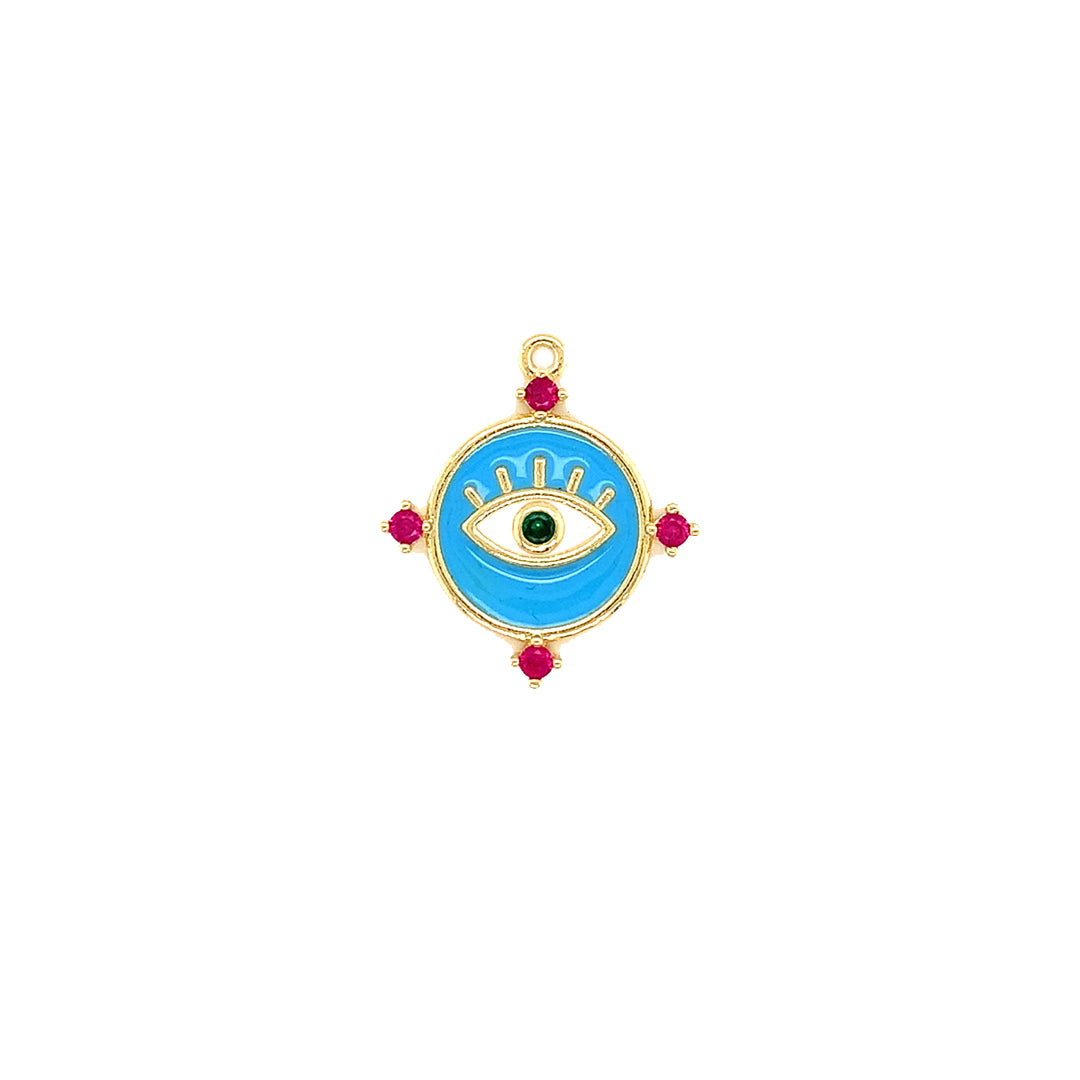 Enamel Evil Eye Charm - Gold Plated
