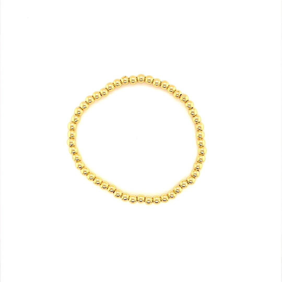 4mm Stainless Steel Beaded Bracelet - Gold Plated