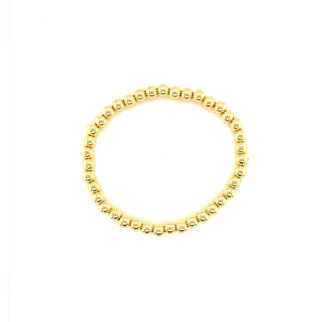 6mm Stainless Steel Beaded Bracelet - Gold Plated