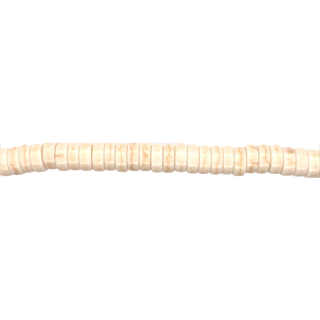 3x8mm White Synthetic Turquoise - Rondelle