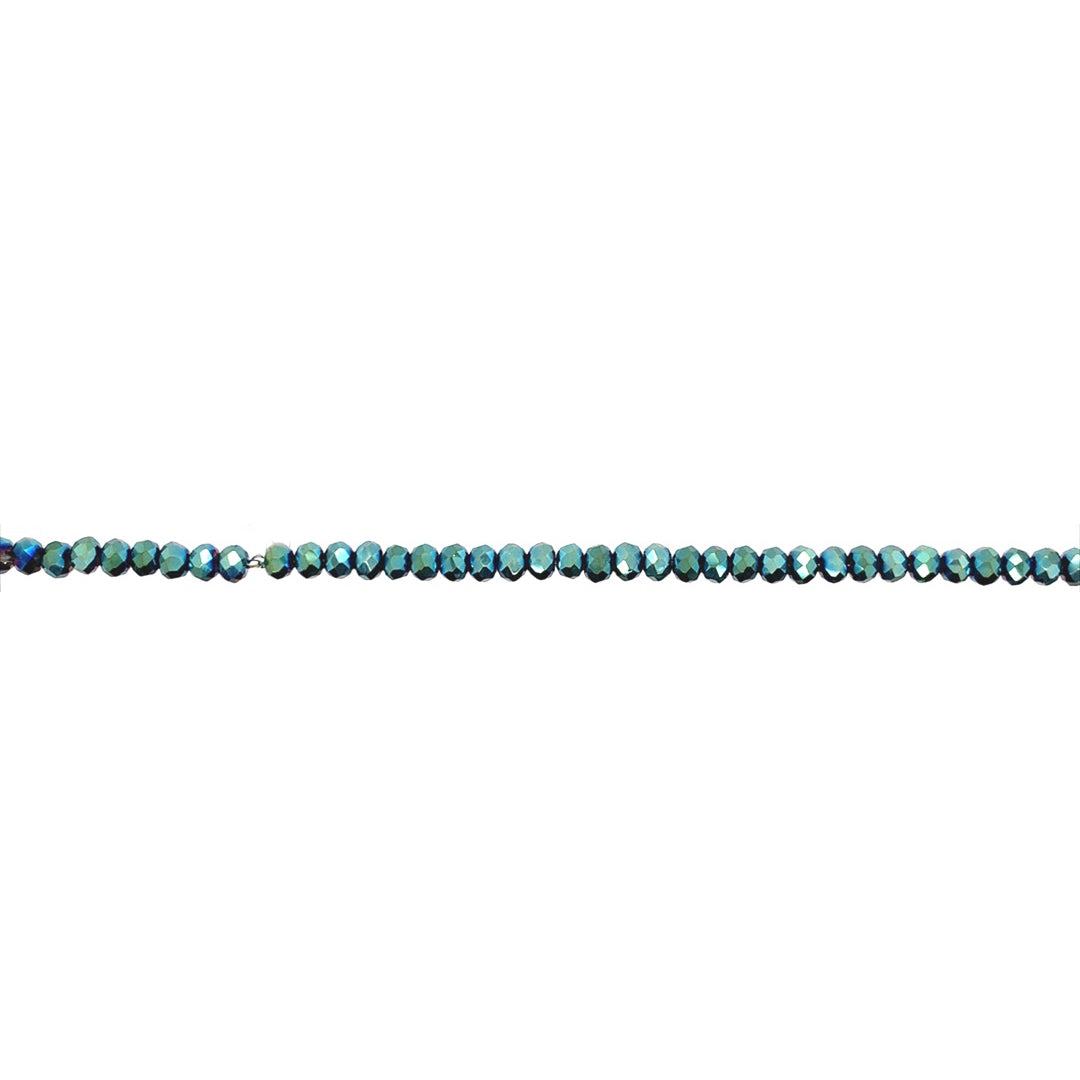 2x3mm Iridescent Green Crystal - Rondelle