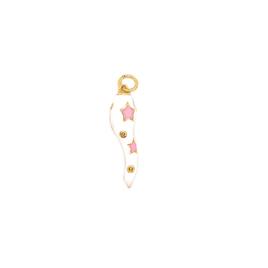 White Enamel Star Horn - Gold Plated