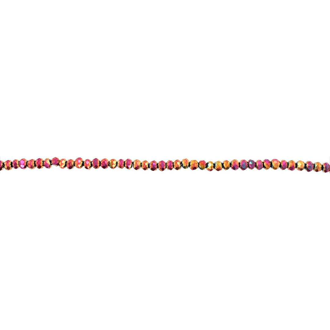 1.5x2mm Iridescent Pink Crystal - Rondelle