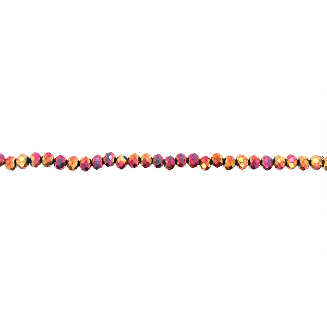 3x4mm Iridescent Pink Crystal - Rondelle