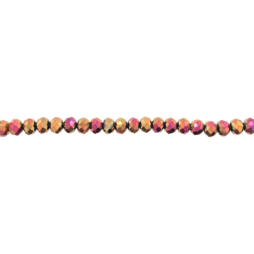 4x6mm Iridescent Pink Crystal - Rondelle