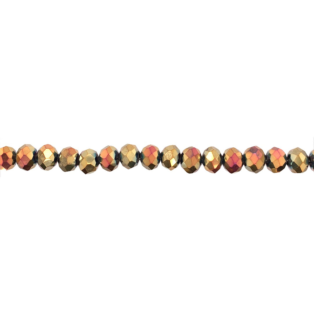 6x8mm Iridescent Pink Crystal - Rondelle