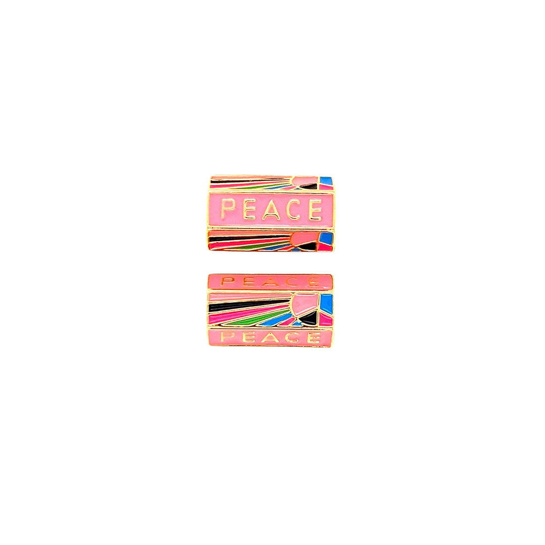 Enamel Peace Bar Charm - Gold Plated