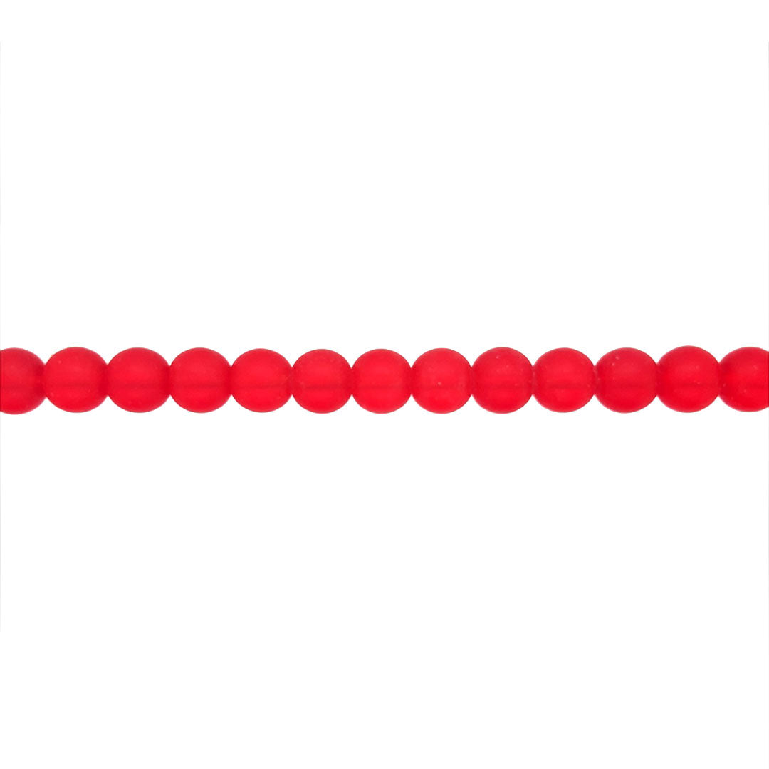 8mm Red Glass - Round