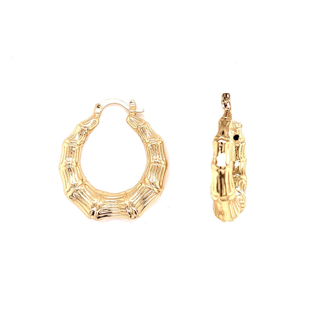7mm x 35mm Bamboo Hoops - Gold Filled