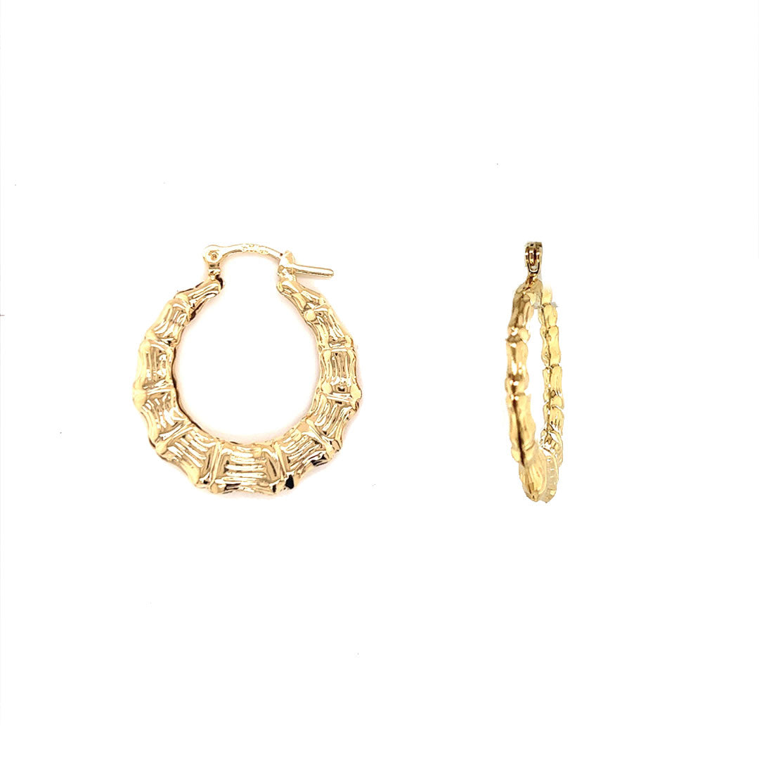 3mm x 33mm Bamboo Hoops - Gold Filled