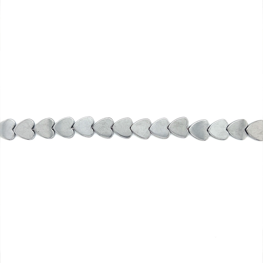 10mm Silver Plated Heart Hematite Beads