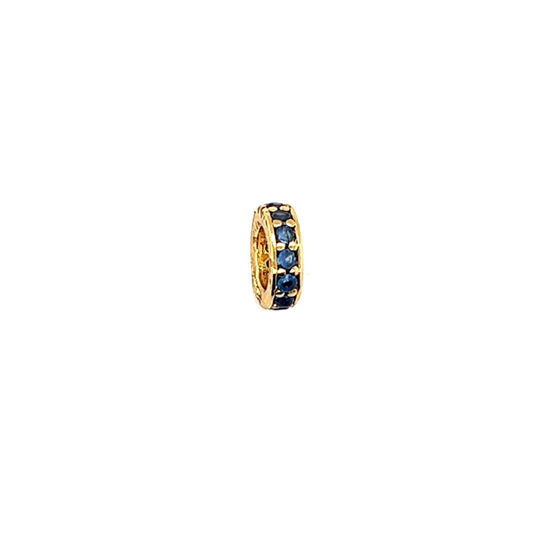3x8mm Light Blue CZ Pave Wheel - Gold Plated