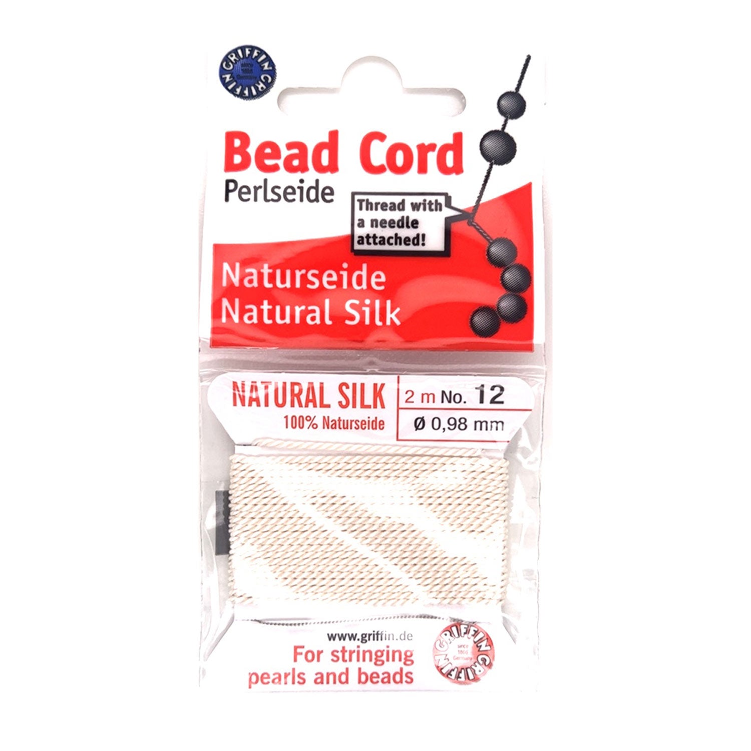 Griffin Silk Bead Cord - White - 0.98mm