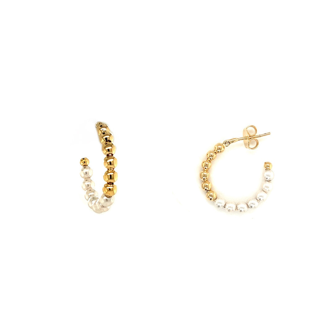 4mm x 25mm Pearl Hoops - Gold Filled