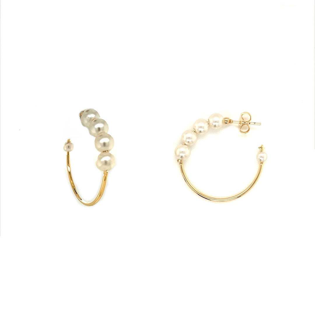 1.5mm x 32mm Pearl Hoops - Gold Filled