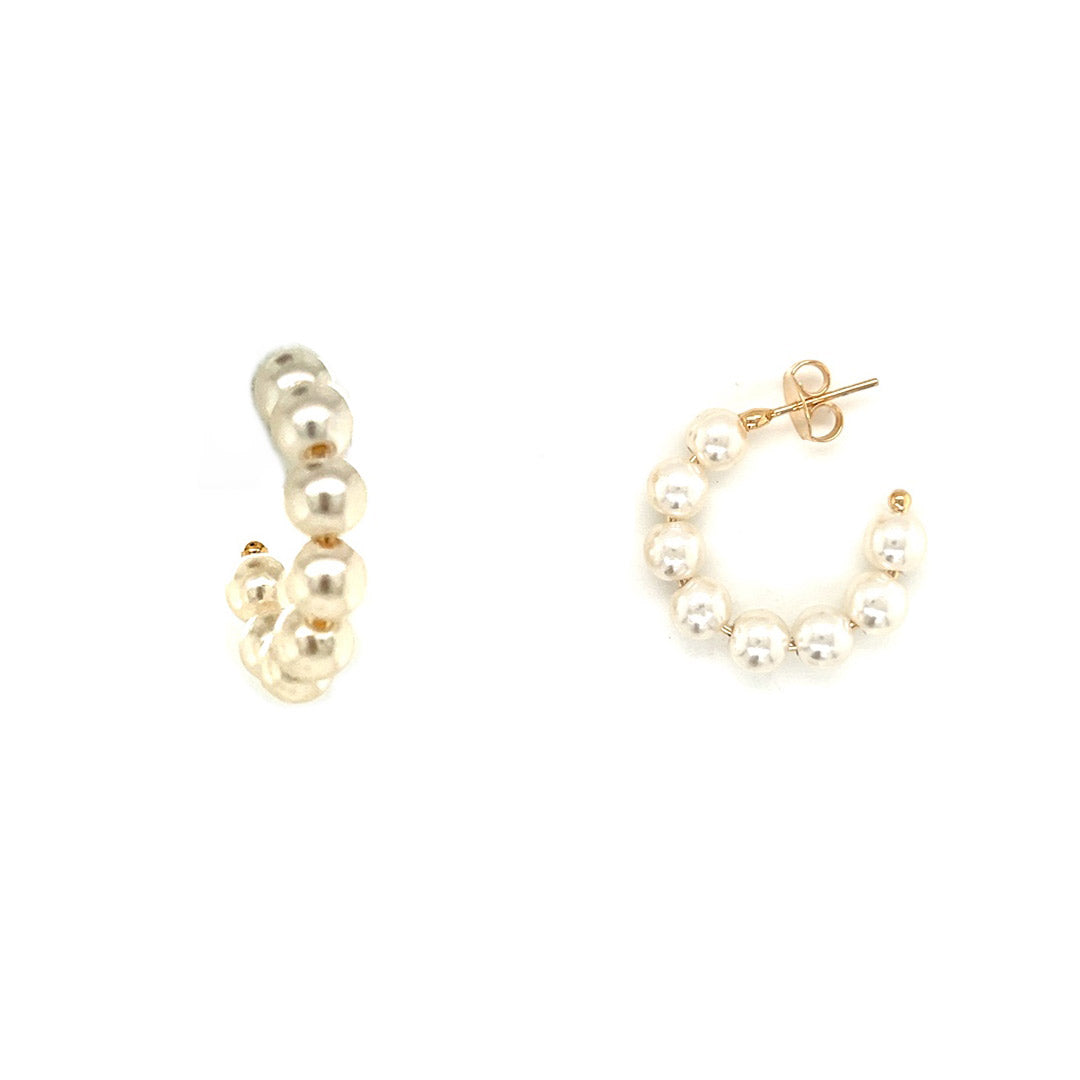 6mm x 28mm Pearl Hoops - Gold Filled