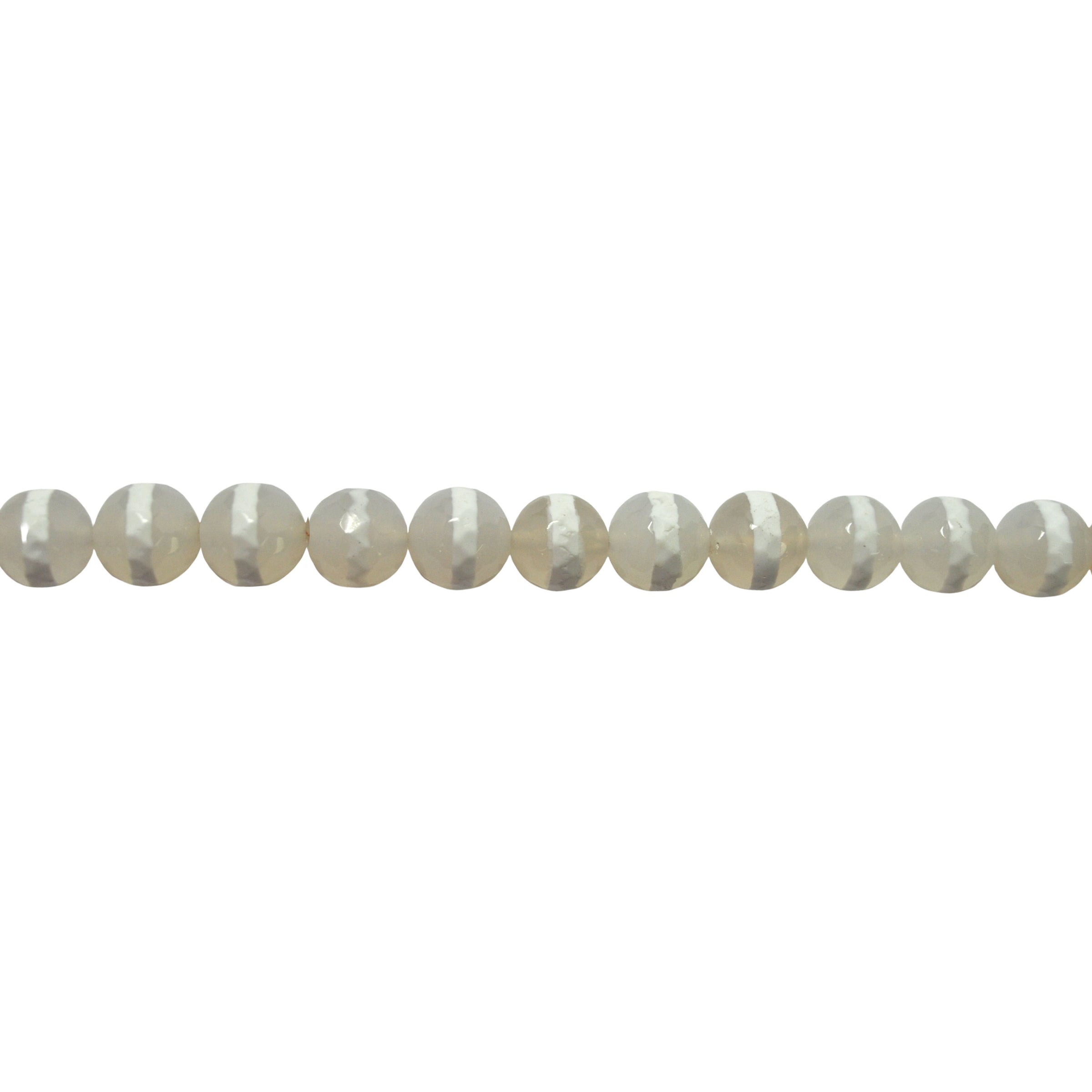 10mm Tibetan White Striped Agate - Facete
