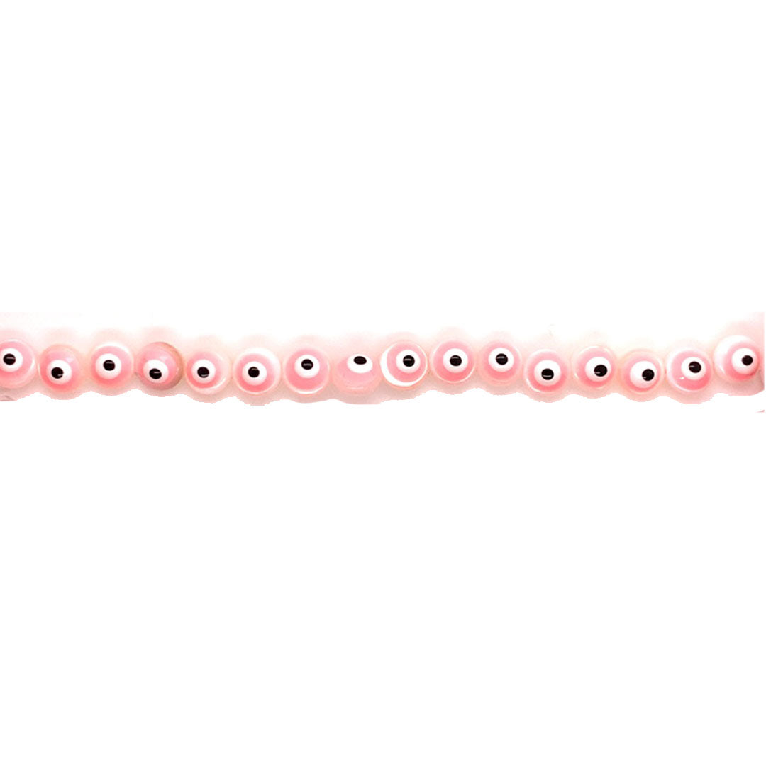 Hand Painted Pink Evil Eye Shell Pearl - Flat
