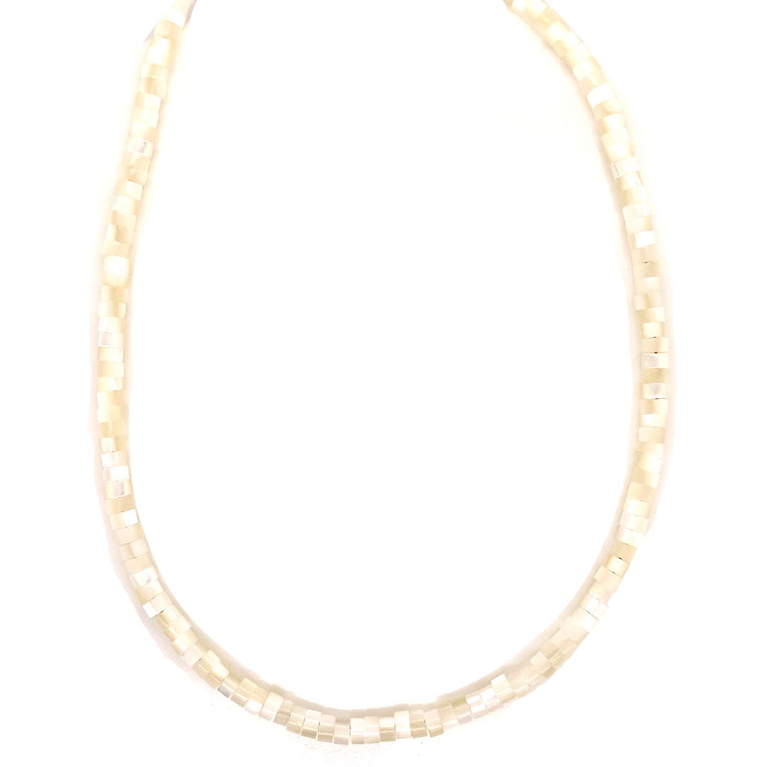 4mm White Shell Pearl Necklace - Gold Plated