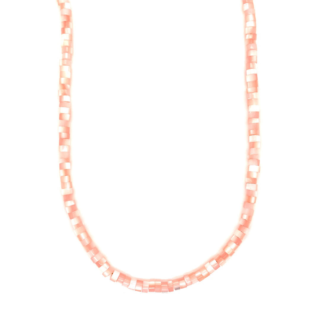 4mm Pink Shell Pearl Necklace - Gold Plated