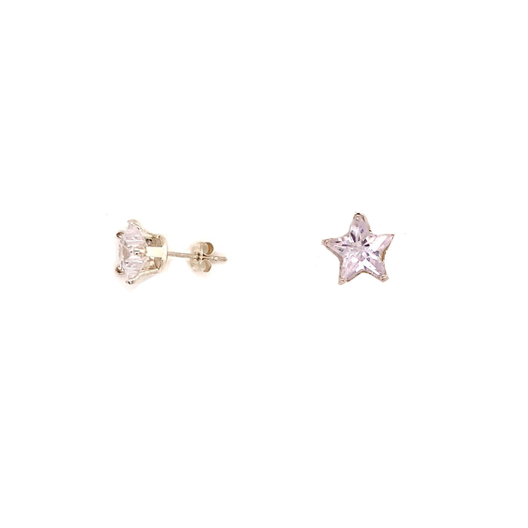 9mm CZ Star Studs - Sterling Silver