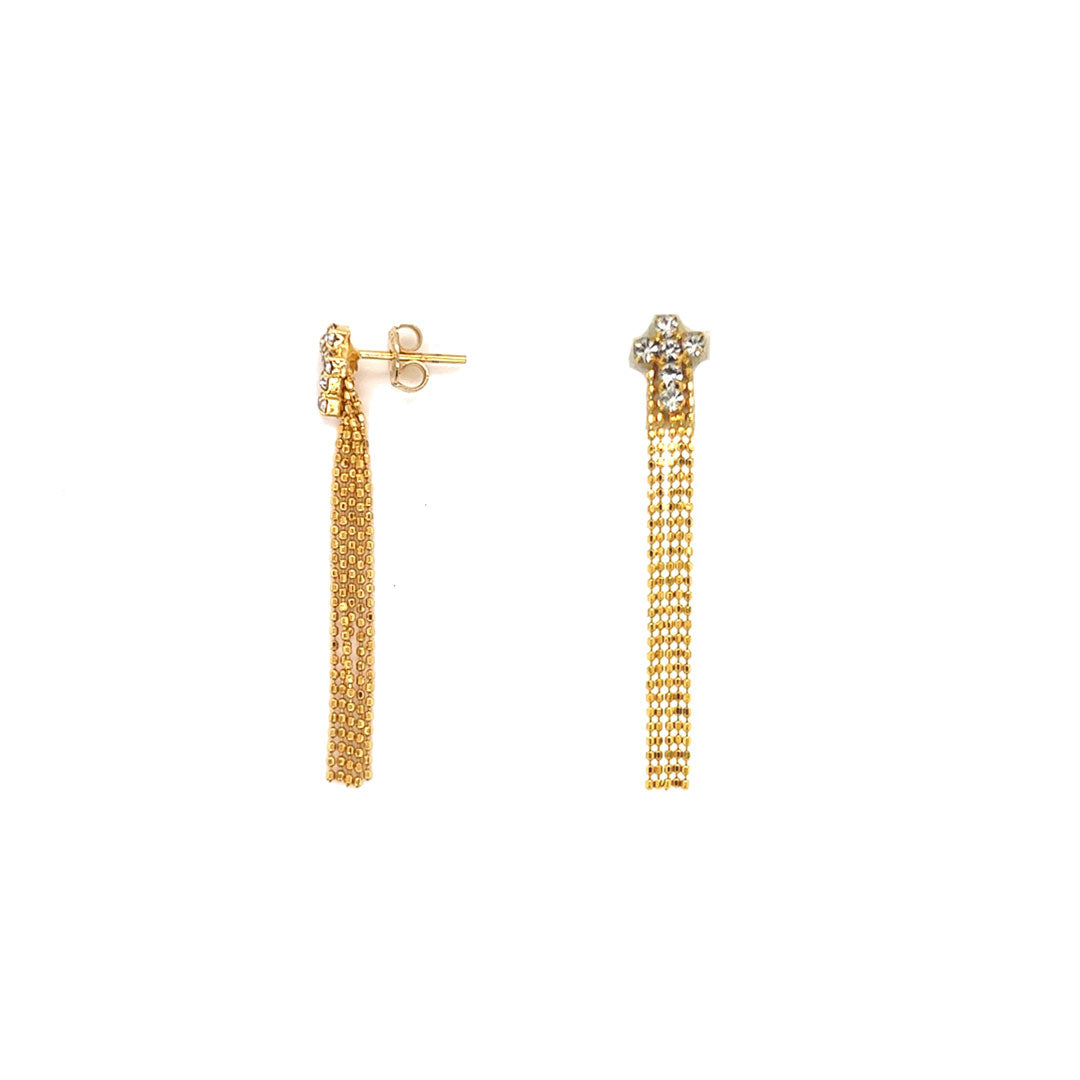 6.5mm x 43mm Dangling CZ Cross Earrings - Gold Filled