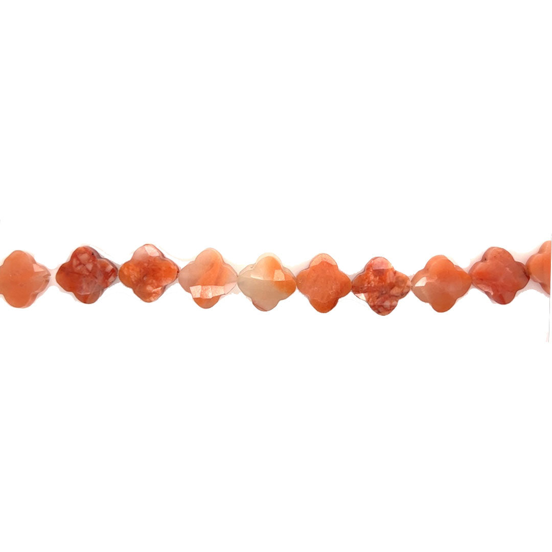 12.5mm Sunstone Faceted Four Leaf Clover Beads - 10 pcs.