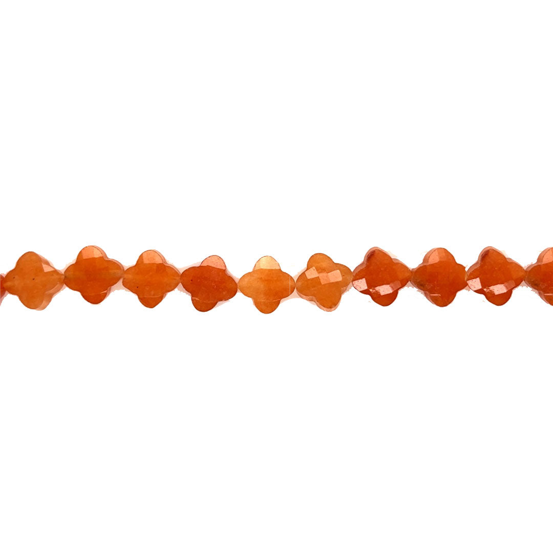 12.5mm Red Aventurine Faceted Four Leaf Clover Beads - 10 pcs.