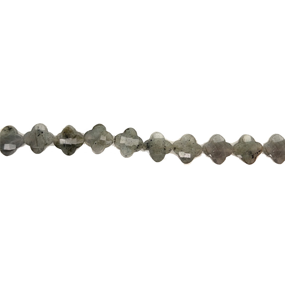12.5mm Labradorite Faceted Four Leaf Clover Beads - 10 pcs.