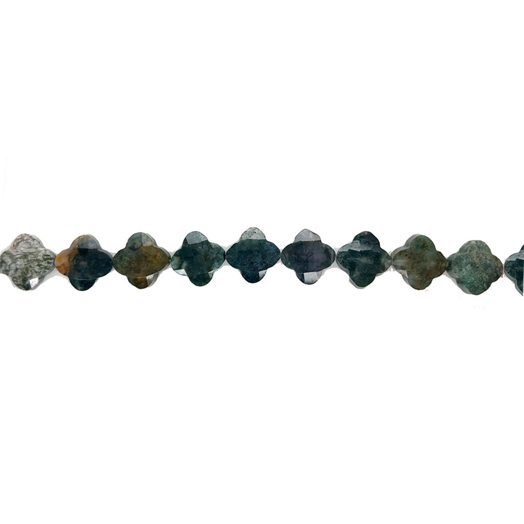 12.5mm Fancy Jasper Faceted Four Leaf Clover Beads - 10 pcs.