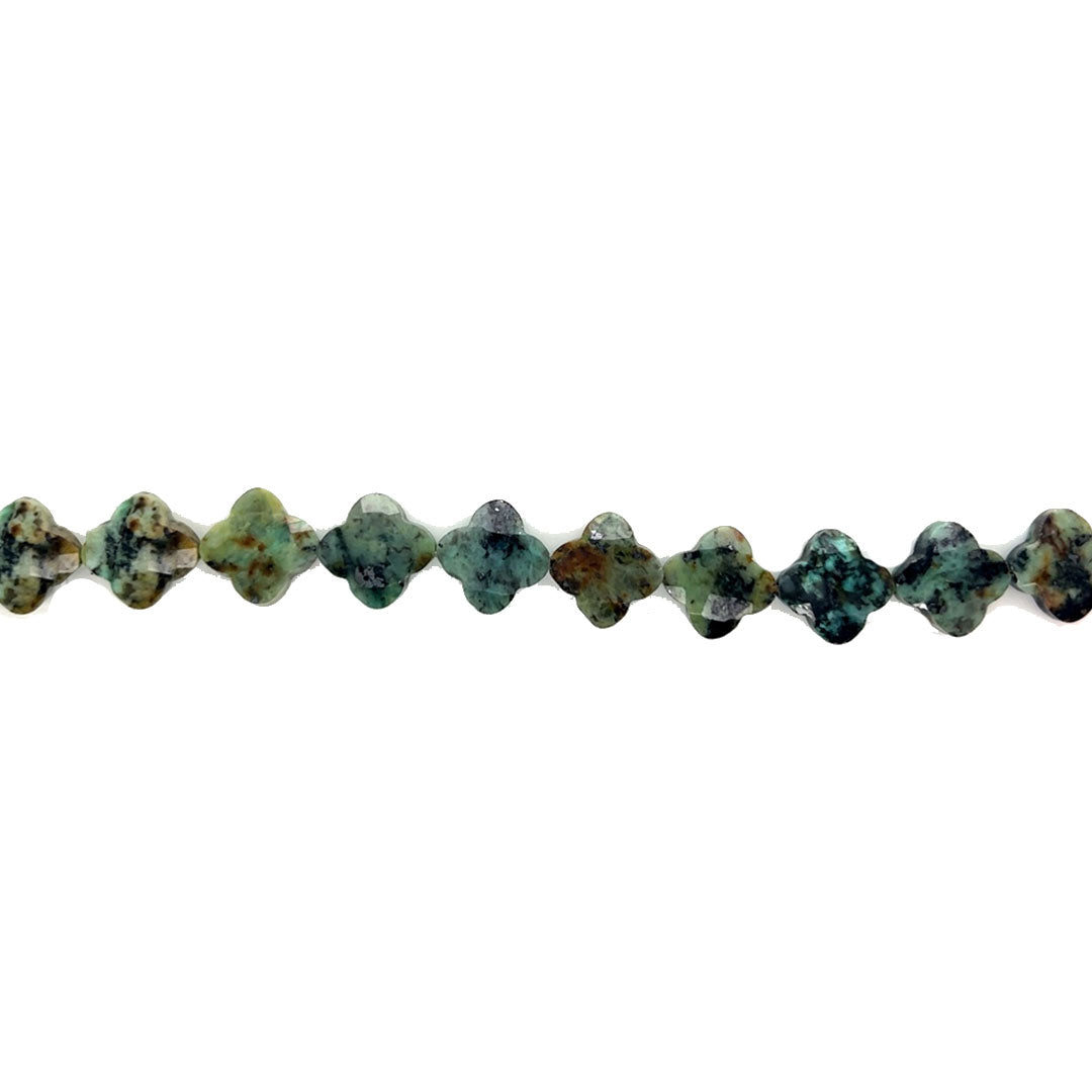 12.5mm African Turquoise Faceted Four Leaf Clover Beads - 10 pcs.