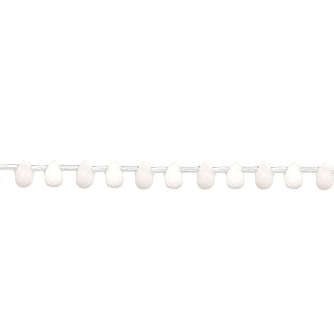 6mm x 9mm White Jade Drops - Faceted