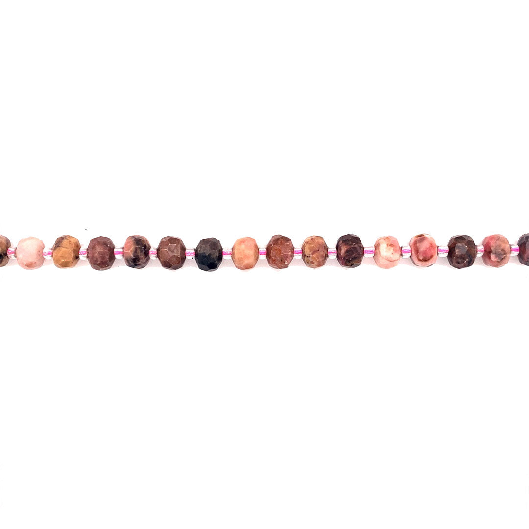 6.5mm x 7.5mm Rhodonite Rondelles - Faceted