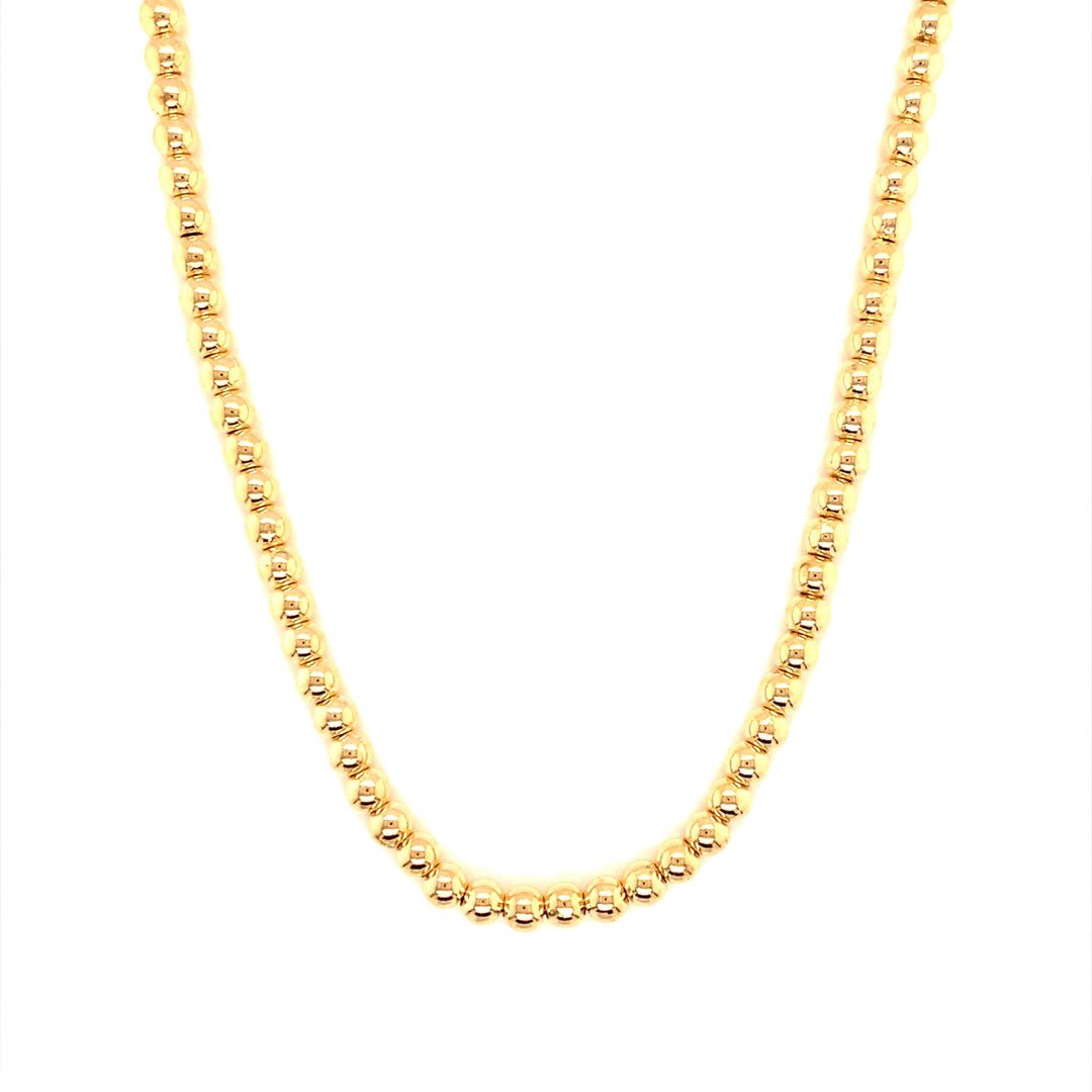 14.5" 4mm Beaded Necklace on Box Chain - Gold Filled