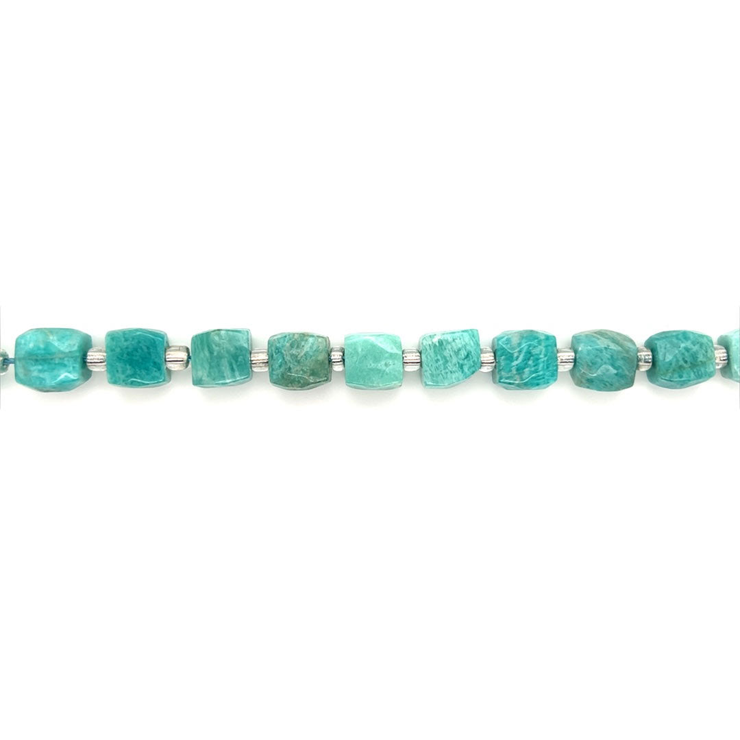 10mm Amazonite Gemstone Cubes - Faceted