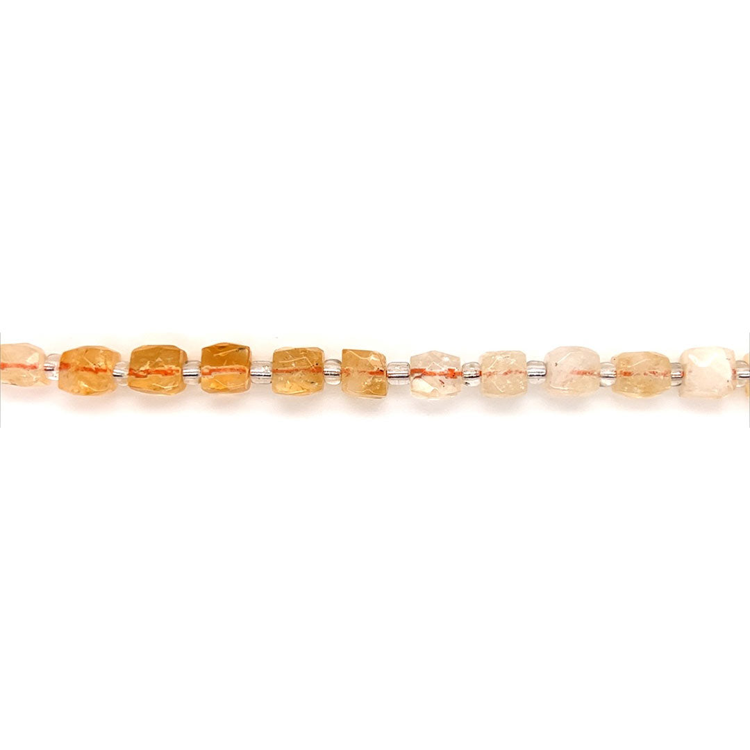 8mm Citrine Gemstone Cubes - Faceted