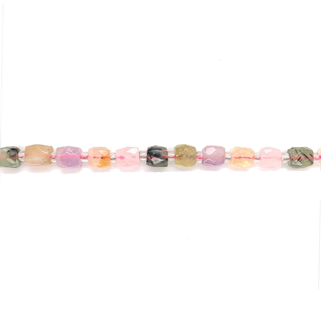 8mm Mixed Quartz Gemstone Cubes - Faceted