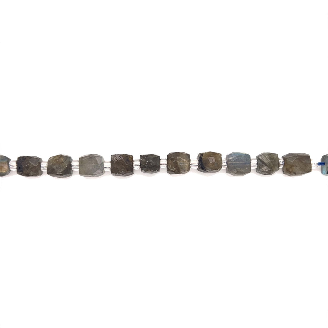 8mm Labradorite Gemstone Cubes - Faceted