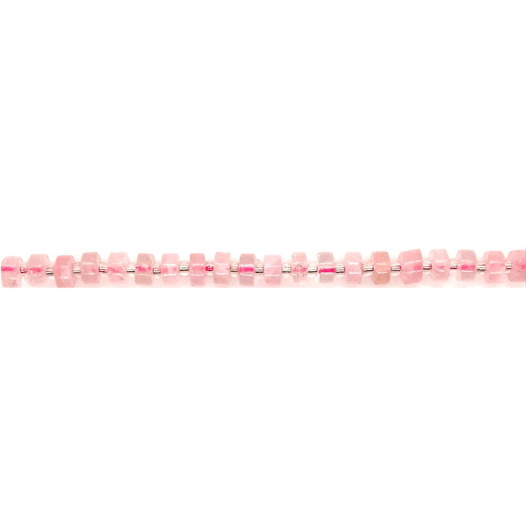 2.5mm x 6mm Rose Quartz Heishi - Rondelles
